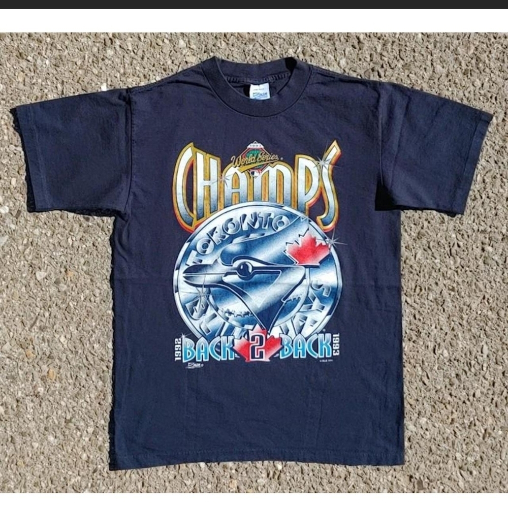 Vtg 1993 Toronto Blue Jays Back to Back World Series Salem Shirt Small MLB 90s